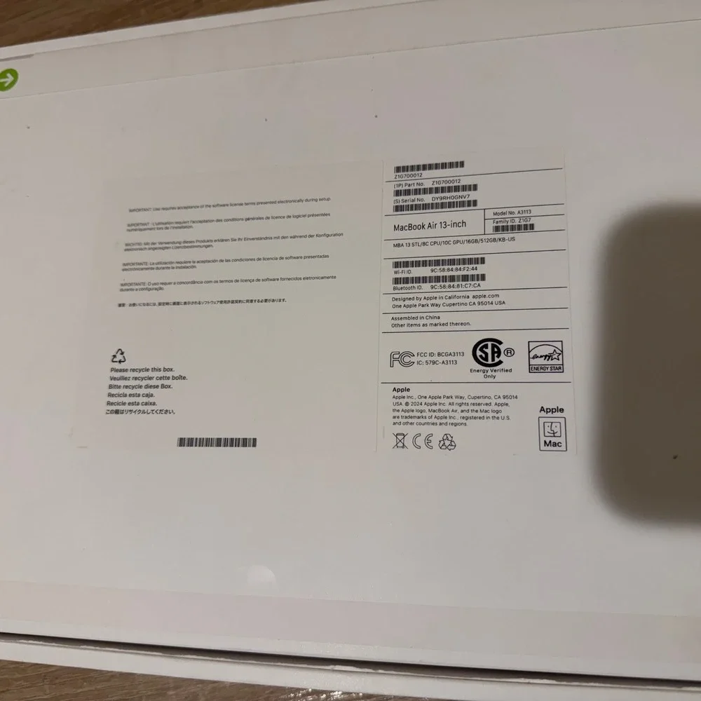 Apple MacBook Air 13 Chip 16GB 512GB Starlight A3113 EMPTY BOX